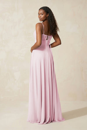 Spaghetti Strap A - Line Chiffon Bridesmaid Dress in Candy Pink - KissProm Bridesmaid Dresses
