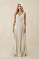 Spaghetti Strap A - Line Chiffon Bridesmaid Dress in Dove Gray - KissProm Bridesmaid Dresses