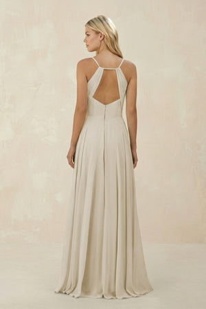 Spaghetti Strap A - Line Chiffon Bridesmaid Dress in Dove Gray - KissProm Bridesmaid Dresses