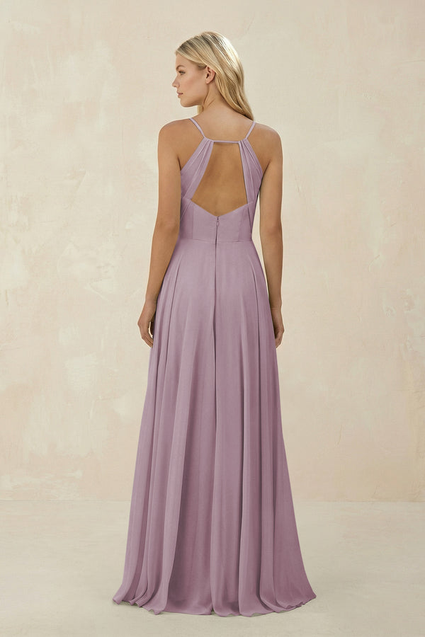 Spaghetti Strap A - Line Chiffon Bridesmaid Dress in Dusk - KissProm Bridesmaid Dresses