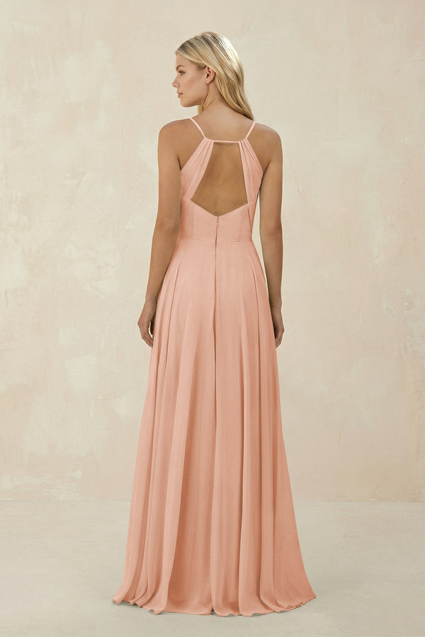 Spaghetti Strap A-Line Chiffon Bridesmaid Dress in English Rose, English Rose / 6