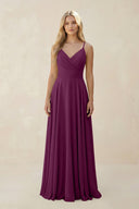 Spaghetti Strap A - Line Chiffon Bridesmaid Dress in Fig - KissProm Bridesmaid Dresses
