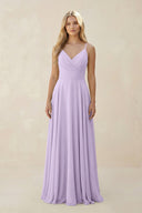 Spaghetti Strap A - Line Chiffon Bridesmaid Dress in Lavender - KissProm Bridesmaid Dresses