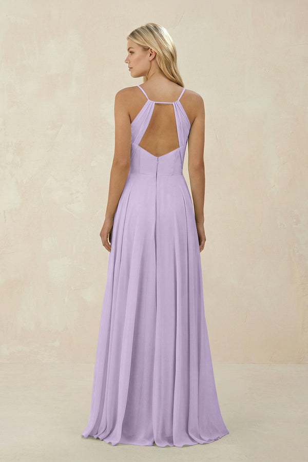 Spaghetti Strap A - Line Chiffon Bridesmaid Dress in Lavender - KissProm Bridesmaid Dresses