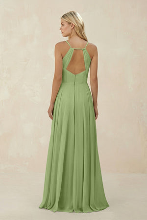 Spaghetti Strap A - Line Chiffon Bridesmaid Dress in Matcha - KissProm Bridesmaid Dresses