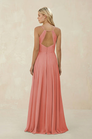 Spaghetti Strap A - Line Chiffon Bridesmaid Dress in Mulberry - KissProm Bridesmaid Dresses