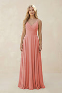 Spaghetti Strap A - Line Chiffon Bridesmaid Dress in Mulberry - KissProm Bridesmaid Dresses