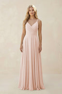 Spaghetti Strap A - Line Chiffon Bridesmaid Dress in Pale Blush - KissProm Bridesmaid Dresses