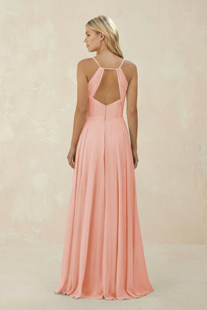 Spaghetti Strap A - Line Chiffon Bridesmaid Dress in Rose Petal - KissProm Bridesmaid Dresses