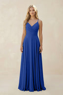 Spaghetti Strap A - Line Chiffon Bridesmaid Dress in Royal Blue - KissProm Bridesmaid Dresses