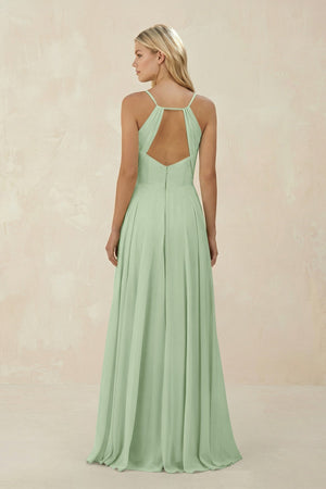 Spaghetti Strap A - Line Chiffon Bridesmaid Dress in Sage - KissProm Bridesmaid Dresses