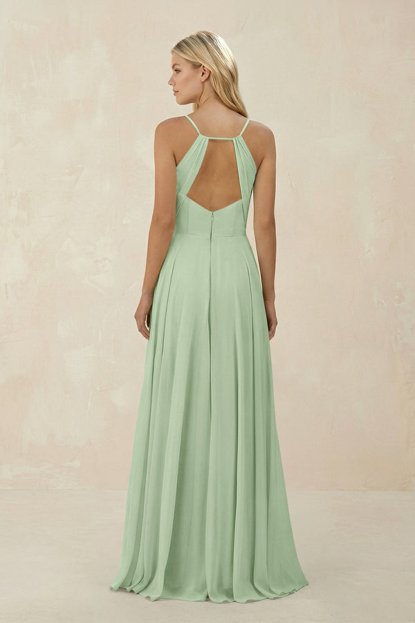 Spaghetti Strap A - Line Chiffon Bridesmaid Dress in Sage - KissProm Bridesmaid Dresses