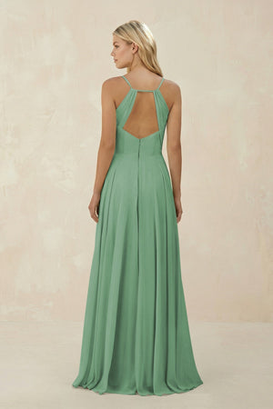 Spaghetti Strap A - Line Chiffon Bridesmaid Dress in Sea Glass - KissProm Bridesmaid Dresses