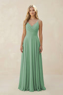Spaghetti Strap A - Line Chiffon Bridesmaid Dress in Sea Glass - KissProm Bridesmaid Dresses