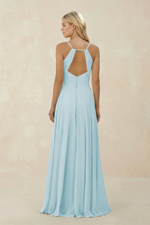 Spaghetti Strap A - Line Chiffon Bridesmaid Dress in Sky Blue - KissProm Bridesmaid Dresses