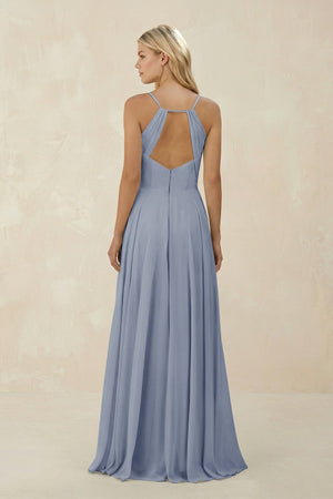 Spaghetti Strap A - Line Chiffon Bridesmaid Dress in Twilight - KissProm Bridesmaid Dresses