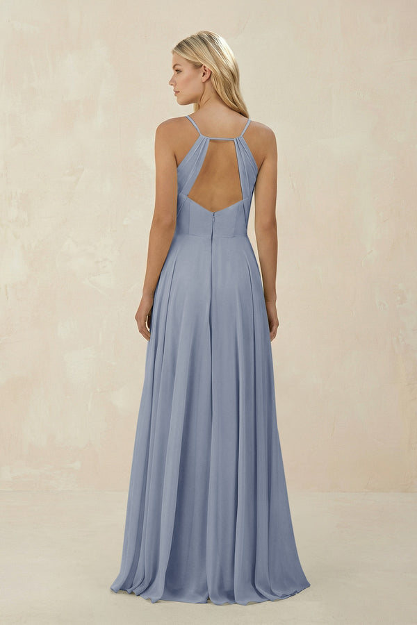 Spaghetti Strap A - Line Chiffon Bridesmaid Dress in Twilight - KissProm Bridesmaid Dresses