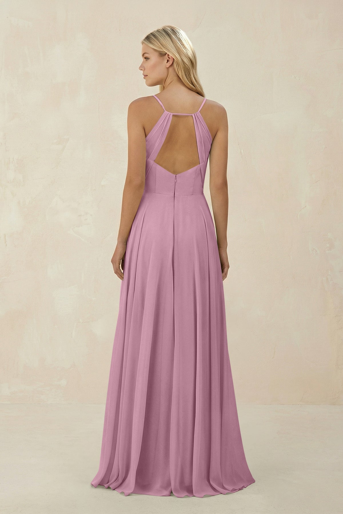 Spaghetti Strap A-Line Chiffon Bridesmaid Dress in Vintage Mauve, Vintage Mauve / 14 Spaghetti Strap A-Line Chiffon Bridesmaid Dress in Vintage Mauve, Vintage Mauve / 14