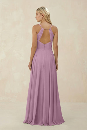 Spaghetti Strap A - Line Chiffon Bridesmaid Dress in Wisteria - KissProm Bridesmaid Dresses