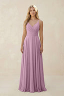 Spaghetti Strap A - Line Chiffon Bridesmaid Dress in Wisteria - KissProm Bridesmaid Dresses