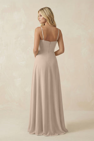 Spaghetti Strap Chiffon A - Line Bridesmaid Dress in Almond - KissProm Bridesmaid Dresses