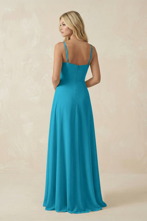 Spaghetti Strap Chiffon A - Line Bridesmaid Dress in Blue Jay - KissProm Bridesmaid Dresses