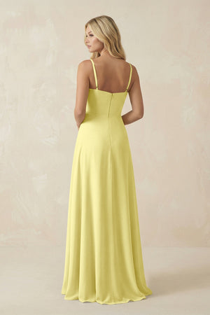 Spaghetti Strap Chiffon A - Line Bridesmaid Dress in Buttercup - KissProm Bridesmaid Dresses