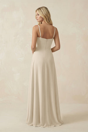 Spaghetti Strap Chiffon A - Line Bridesmaid Dress in Champagne - KissProm Bridesmaid Dresses