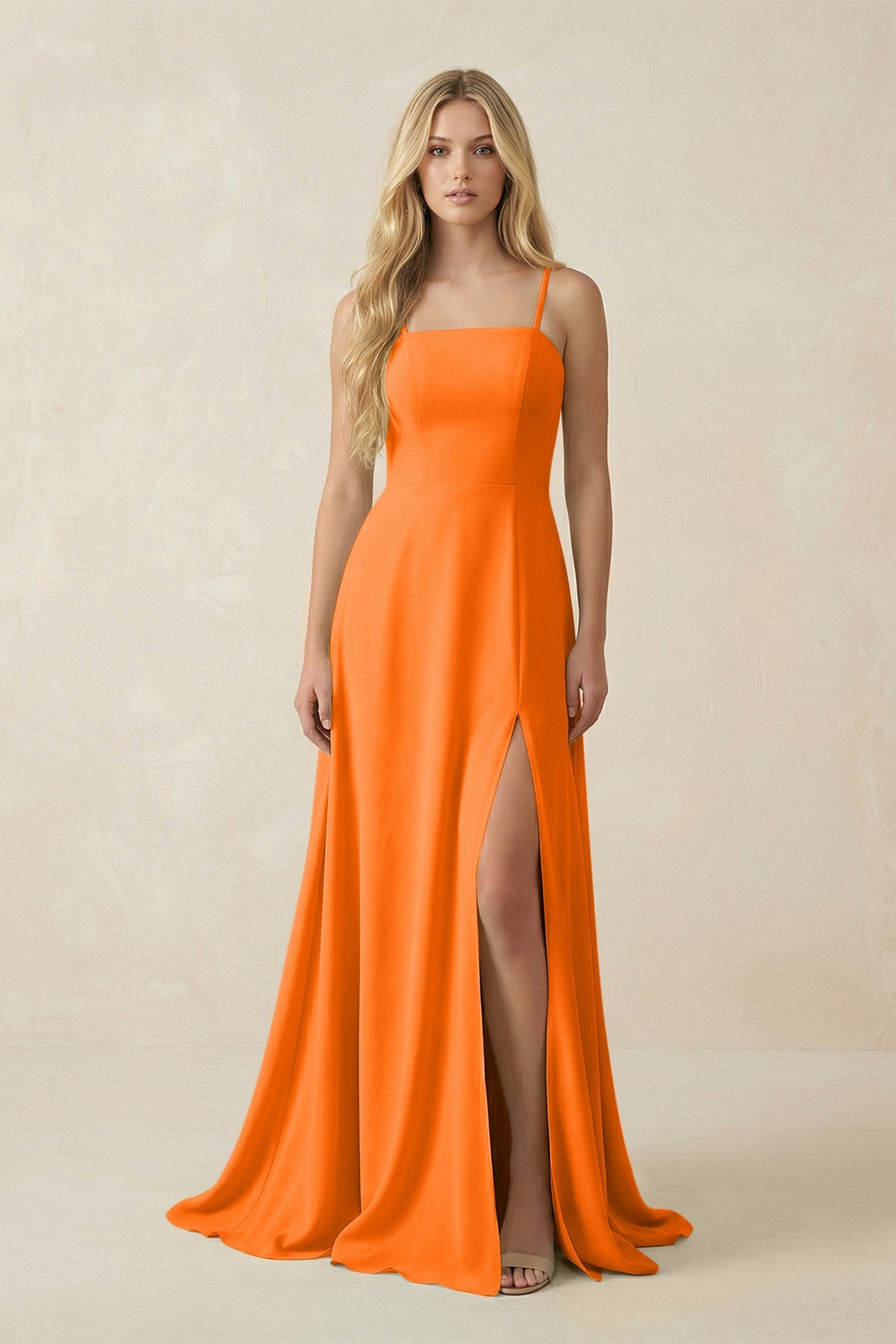 Spaghetti Strap Chiffon A - Line Bridesmaid Dress in Cinnamon - KissProm Bridesmaid Dresses