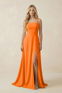 Spaghetti Strap Chiffon A - Line Bridesmaid Dress in Cinnamon - KissProm Bridesmaid Dresses