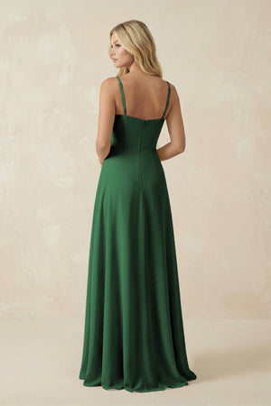 Spaghetti Strap Chiffon A - Line Bridesmaid Dress in Dark Green - KissProm Bridesmaid Dresses