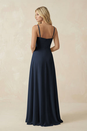 Spaghetti Strap Chiffon A - Line Bridesmaid Dress in Dark Navy - KissProm Bridesmaid Dresses