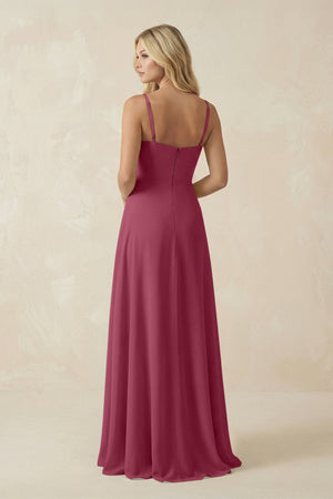 Spaghetti Strap Chiffon A - Line Bridesmaid Dress in Desert Rose - KissProm Bridesmaid Dresses