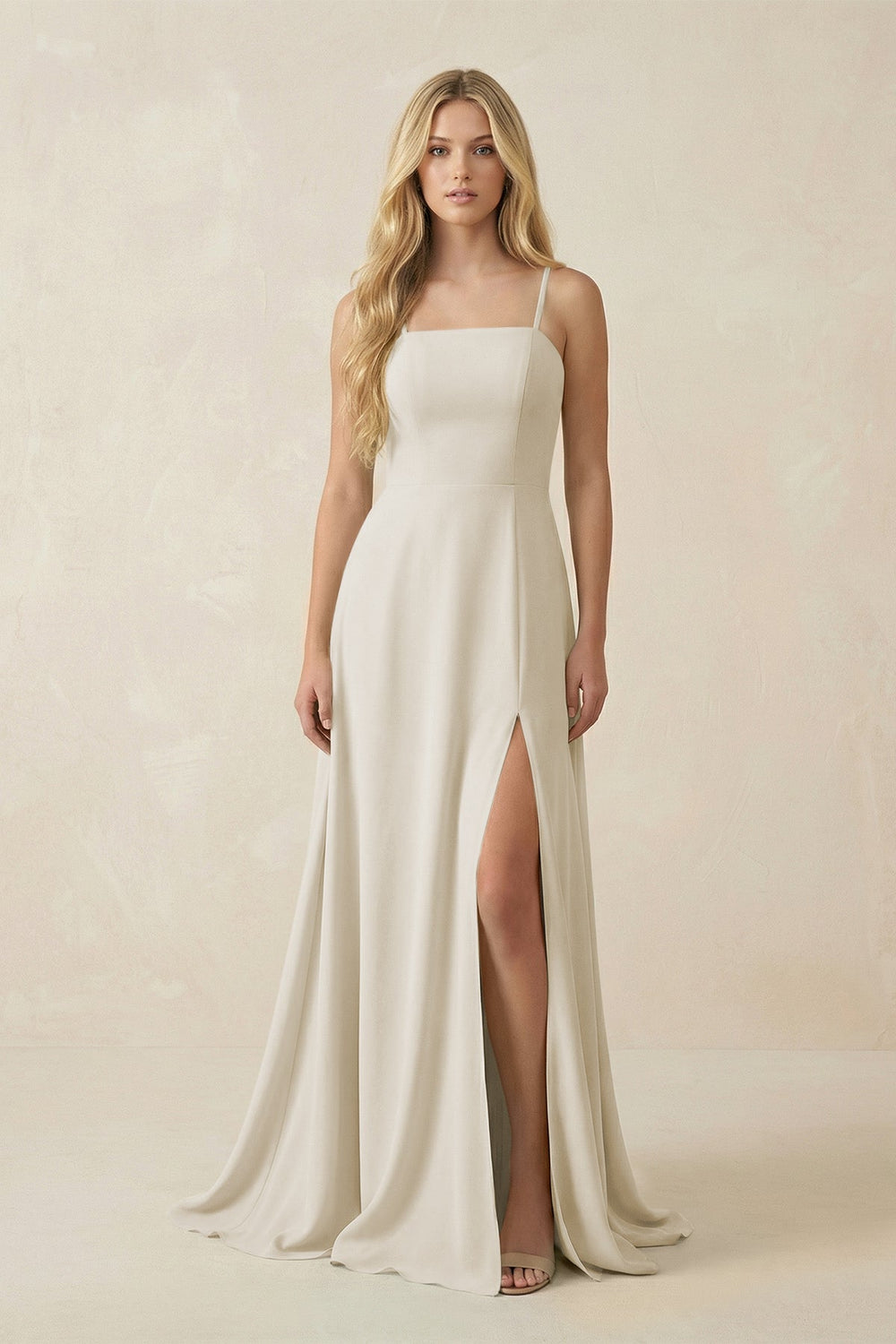 Spaghetti Strap Chiffon A - Line Bridesmaid Dress in Dove Gray - KissProm Bridesmaid Dresses