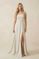 Spaghetti Strap Chiffon A - Line Bridesmaid Dress in Dove Gray - KissProm Bridesmaid Dresses