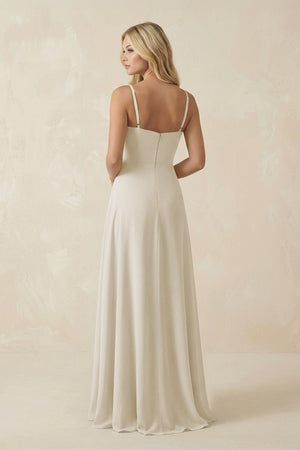 Spaghetti Strap Chiffon A - Line Bridesmaid Dress in Dove Gray - KissProm Bridesmaid Dresses