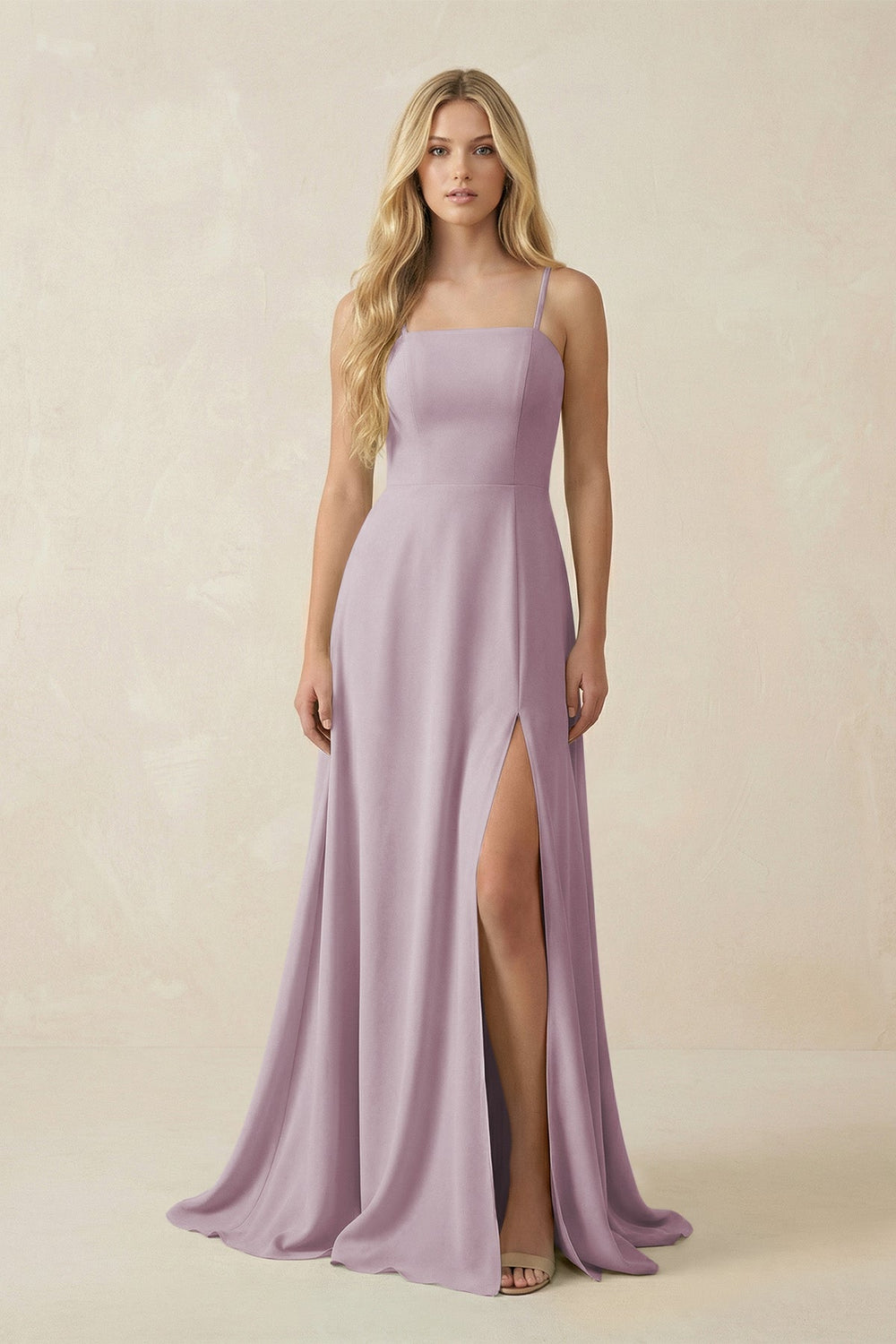 Spaghetti Strap Chiffon A - Line Bridesmaid Dress in Dusk - KissProm Bridesmaid Dresses