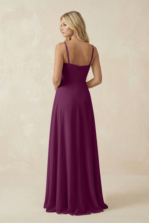 Spaghetti Strap Chiffon A - Line Bridesmaid Dress in Fig - KissProm Bridesmaid Dresses