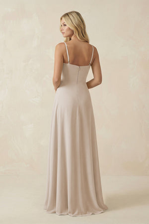 Spaghetti Strap Chiffon A - Line Bridesmaid Dress in Frost - KissProm Bridesmaid Dresses