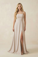 Spaghetti Strap Chiffon A - Line Bridesmaid Dress in Frost - KissProm Bridesmaid Dresses