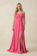 Spaghetti Strap Chiffon A - Line Bridesmaid Dress in Fuchsia - KissProm Bridesmaid Dresses