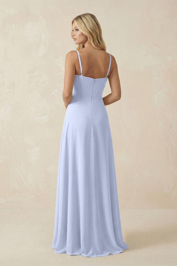 Spaghetti Strap Chiffon A - Line Bridesmaid Dress in Ice - KissProm Bridesmaid Dresses