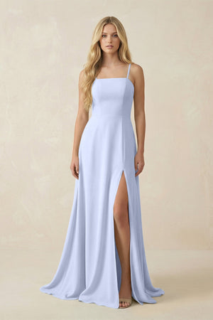 Spaghetti Strap Chiffon A - Line Bridesmaid Dress in Ice - KissProm Bridesmaid Dresses