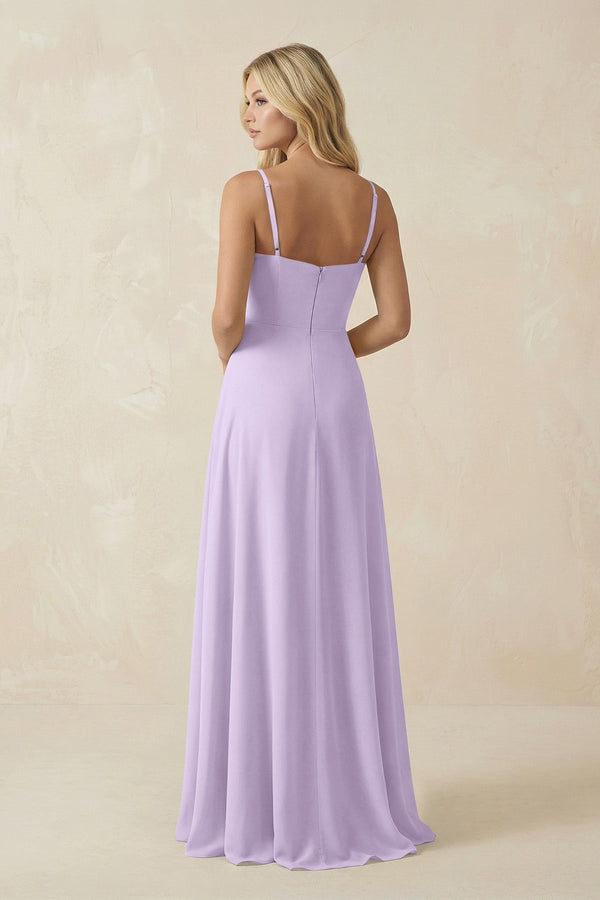 Spaghetti Strap Chiffon A - Line Bridesmaid Dress in Lavender - KissProm Bridesmaid Dresses