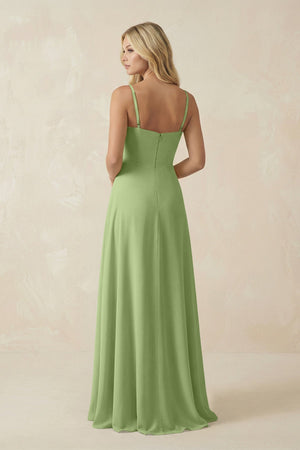 Spaghetti Strap Chiffon A - Line Bridesmaid Dress in Matcha - KissProm Bridesmaid Dresses
