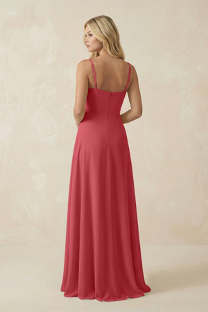 Spaghetti Strap Chiffon A - Line Bridesmaid Dress in Merlot - KissProm Bridesmaid Dresses