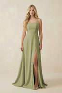 Spaghetti Strap Chiffon A - Line Bridesmaid Dress in Moss Green - KissProm Bridesmaid Dresses