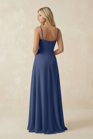 Spaghetti Strap Chiffon A - Line Bridesmaid Dress in Navy - KissProm Bridesmaid Dresses