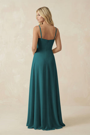 Spaghetti Strap Chiffon A - Line Bridesmaid Dress in Pine - KissProm Bridesmaid Dresses