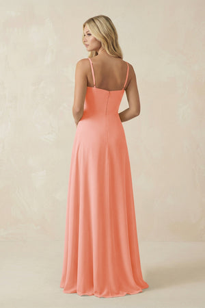 Spaghetti Strap Chiffon A - Line Bridesmaid Dress in Rosette - KissProm Bridesmaid Dresses
